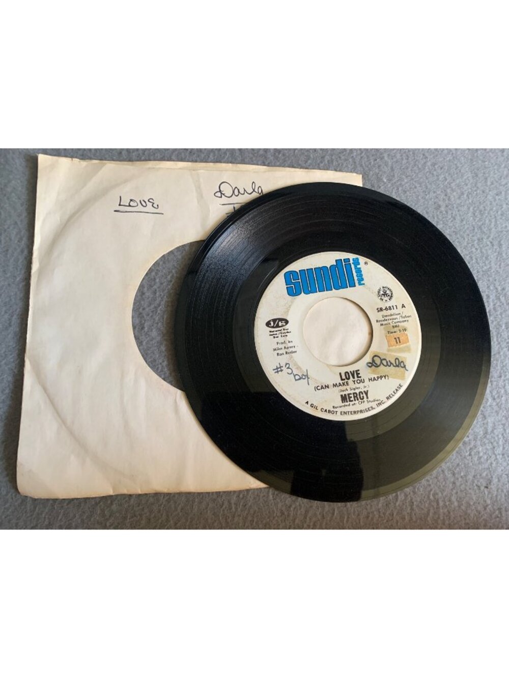 Original 1969 Mercy 45 RPM Vinyl Single - Megon: Love / Fire Ball